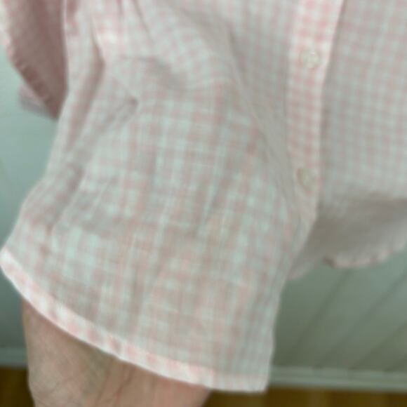 Garnett Hill Women Gingham Long Sleeve Button Up Top Blouse Pink Preppy Size 12 - Picture 3 of 7